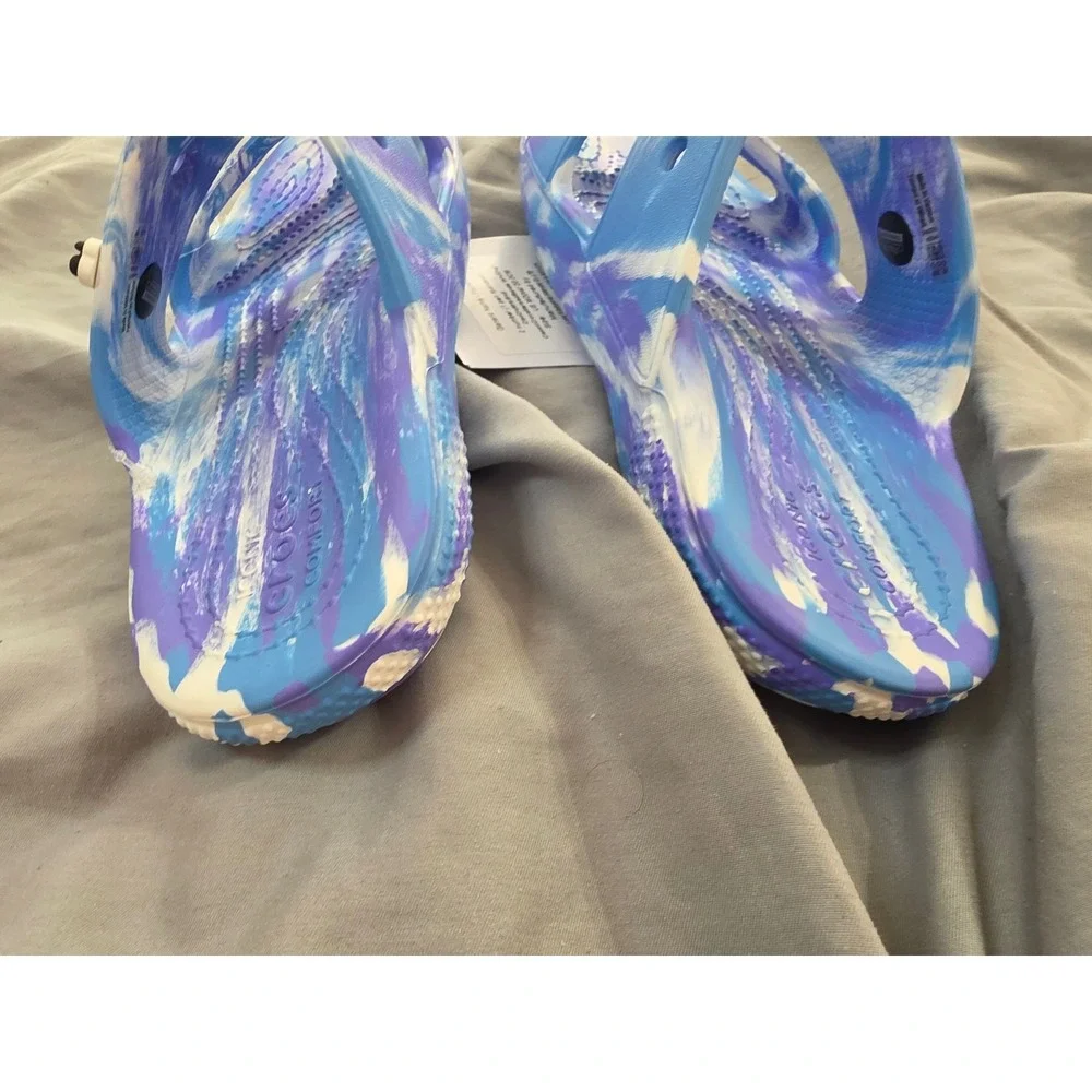 Crocs Classic Marbled Slide Blue Purple White Sandals 207701-1FK Mens 2 Womens 4